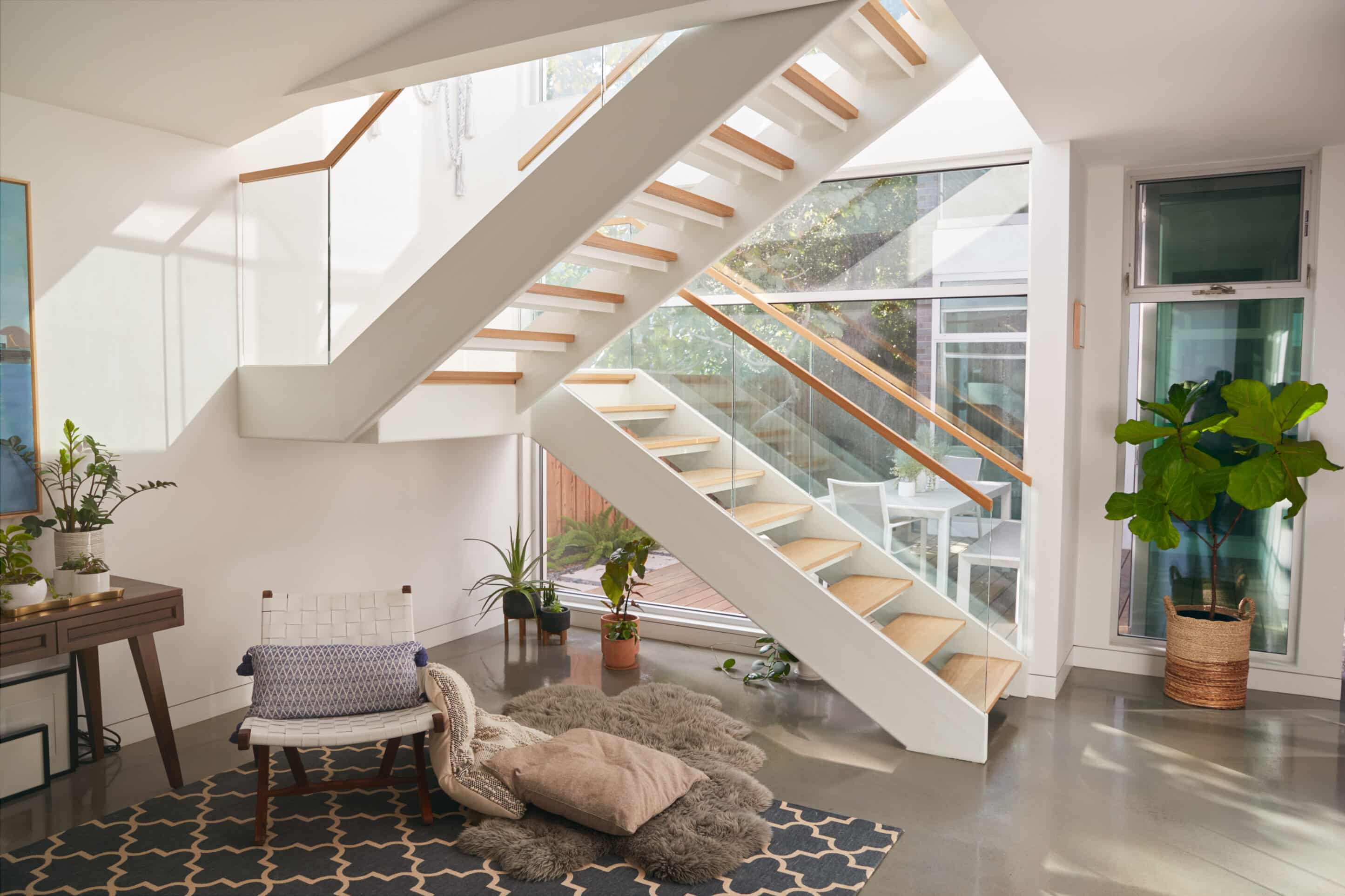 Stairs in a bright home